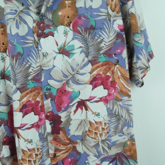 Hilo Hattie Men's XL Camp Shirt Vintage Fruit Print Pastel Tropical Hawaiian - Picture 4 of 6